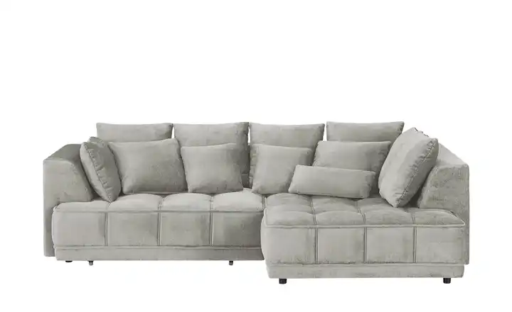 Twist Ecksofa Tiga Greige rechts Erweiterte Funktion Mikrofaser in Velours-Optik