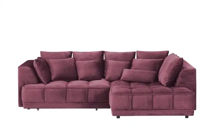 Twist Ecksofa Tiga Beere rechts Erweiterte Funktion Mikrofaser in Velours-Optik