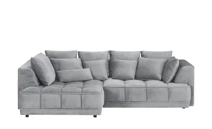 Twist Ecksofa Tiga Grau links ohne Mikrofaser in Velours-Optik
