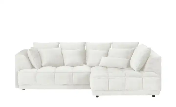 Twist Ecksofa Tiga Cremeweiß rechts ohne Mikrofaser in Velours-Optik