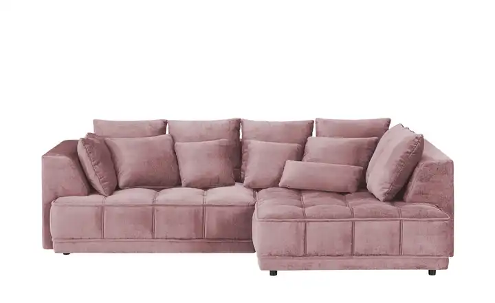 Twist Ecksofa Tiga Rosé rechts ohne Mikrofaser in Velours-Optik