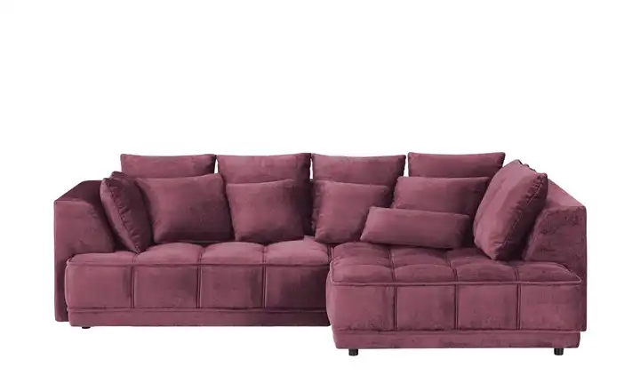 Twist Ecksofa Tiga Beere rechts ohne Mikrofaser in Velours-Optik