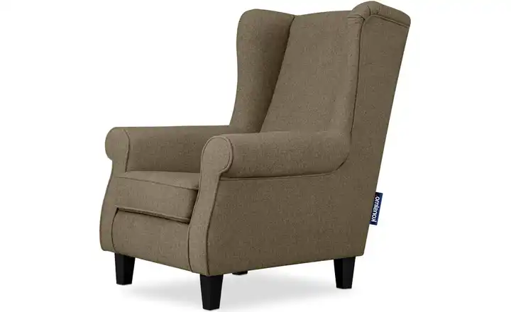 KONSIMO Ohrensessel Miles Webstoff Dunkelbraun Schwarz