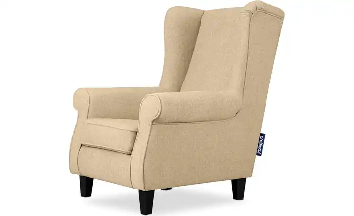 KONSIMO Ohrensessel Miles Webstoff Beige Schwarz