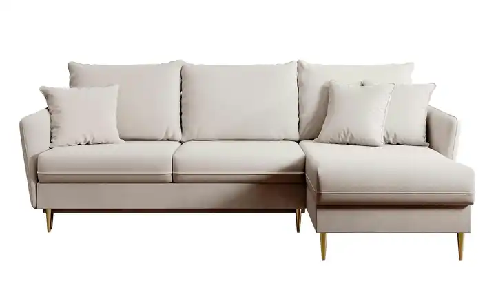 Ecksofa Beige, Goldfarben