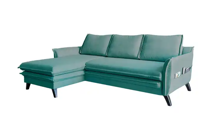 Miuform Ecksofa mit Schlaffunktion Charming Charlie Pastellblau links