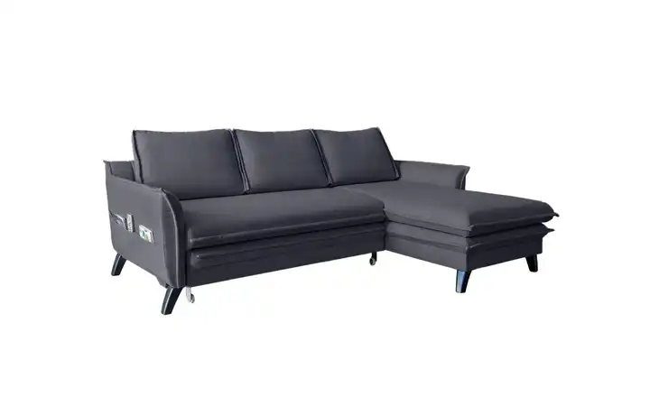 Miuform Ecksofa mit Schlaffunktion Charming Charlie Anthrazit rechts