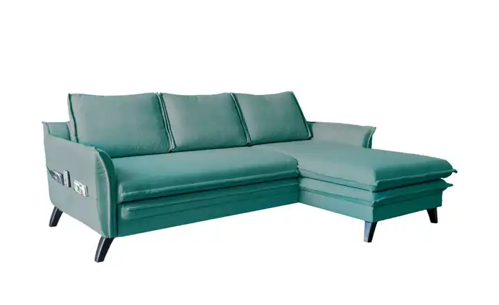 Miuform Ecksofa mit Schlaffunktion Charming Charlie Pastellblau rechts