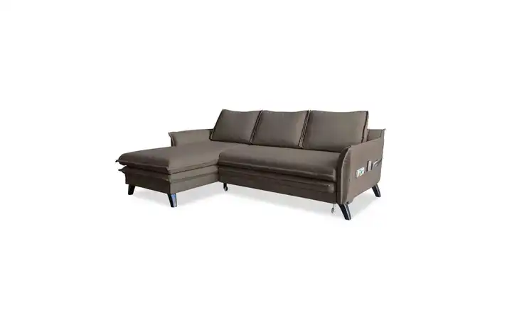 Miuform Ecksofa mit Schlaffunktion Charming Charlie Braun links
