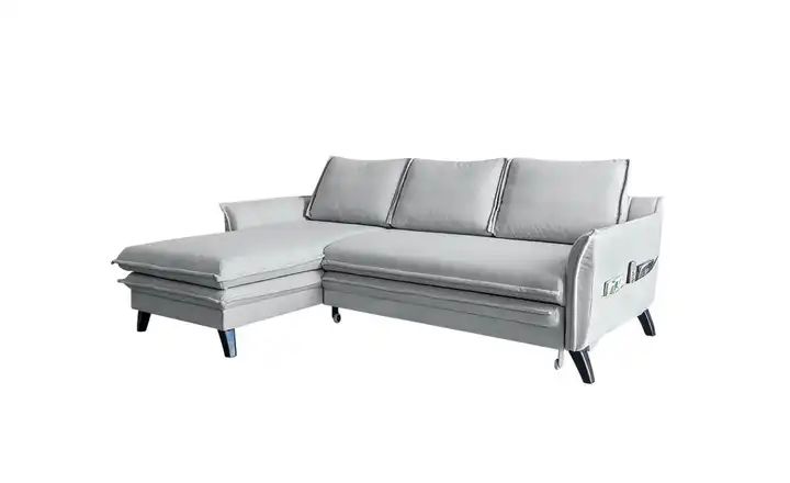 Miuform Ecksofa mit Schlaffunktion Charming Charlie Hellgrau links