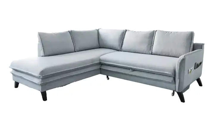 Miuform Ecksofa mit Schlaffunktion Hellgrau links