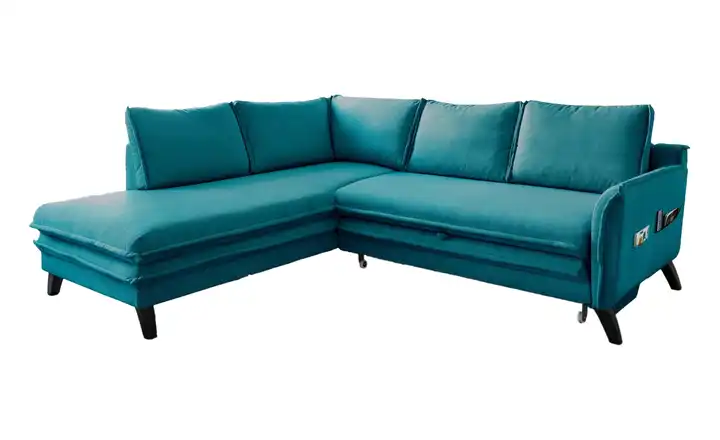 Miuform Ecksofa mit Schlaffunktion Türkis links