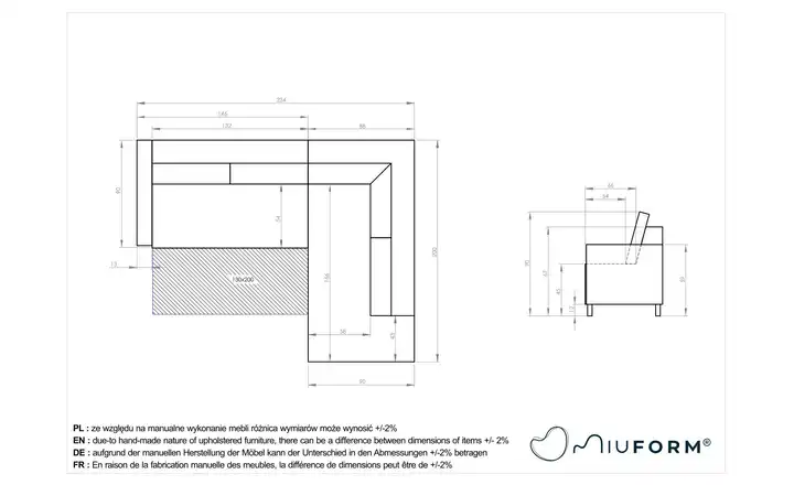 Miuform Ecksofa mit Schlaffunktion  