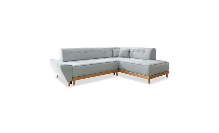 Miuform Ecksofa mit Schlaffunktion Hellgrau rechts