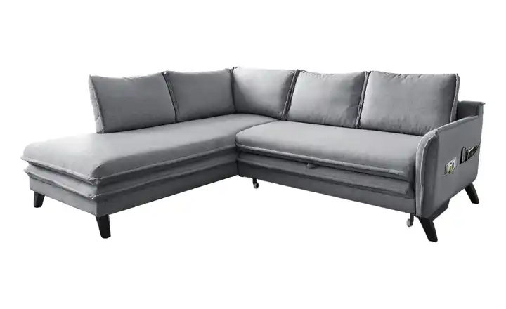Miuform Ecksofa mit Schlaffunktion Grau links