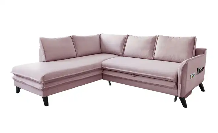 Miuform Ecksofa mit Schlaffunktion Altrosa links
