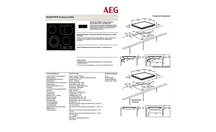 AEG Einbau-Kochstelle  HK654070FB