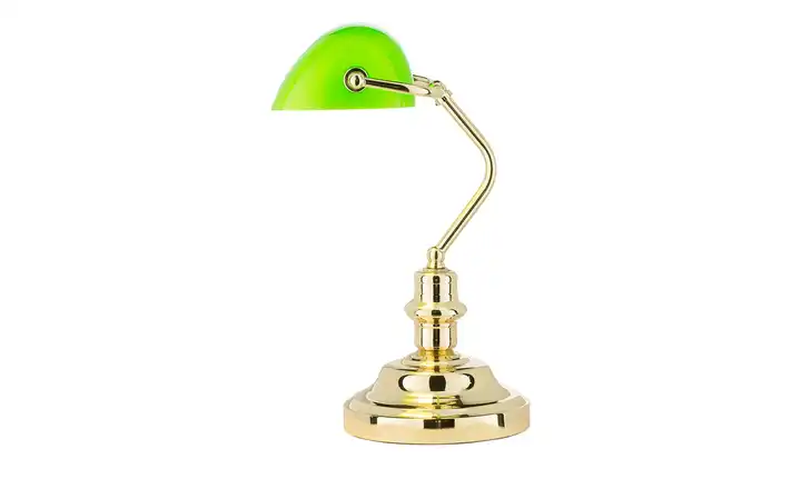 KHG Banker-Lampe messing mit grünem Schirm 