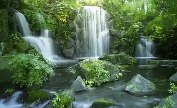 Kunstleinwand "Forest & Waterfall I"