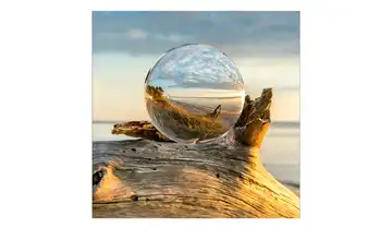 Glasbild 50x50 cm Drop on Wood