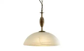 Pendelleuchte, 1-flammig, altmessing, Glas alabaster