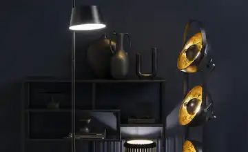 HOME STORY Retro-Stehleuchte, schwarz-gold