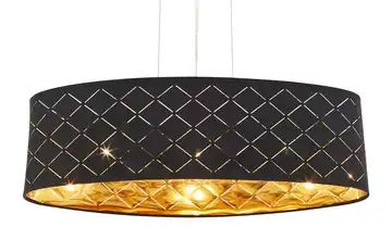Stoffpendelleuchte, 3-flammig, Schirm schwarz/goldfarben