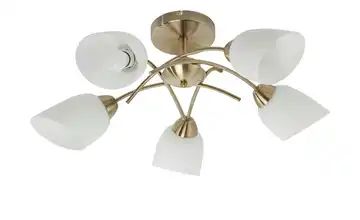 Deckenleuchte, 5-flammig, fume´/ Glas alabaster