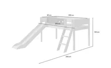 FLEXA Halbhohes Bett mit Rutsche Flexa White