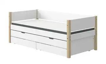 FLEXA Bett mit Ausziehbett und 2 Schubkästen Flexa White