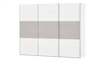 Schwebetürenschrank inkl. Innenausstattung Weiß Weiß / Saphir (Hellgrau) 298 cm