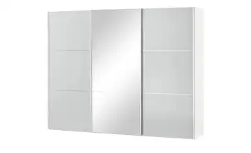 Schwebetürenschrank Weiß, Hellgrau Spiegel 280 cm