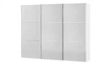 Schwebetürenschrank Hellgrau, Weiß ohne Spiegel 249 cm