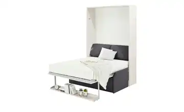 nehl Schrankbett 2weiRaumWunder Anthrazit, Weiß 140 cm Schrankbett mit Anbausofa Komfortschaumkern