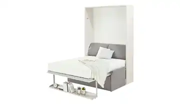 nehl Schrankbett 2weiRaumWunder Grau, Weiß 140 cm Schrankbett mit Anbausofa Komfortschaumkern