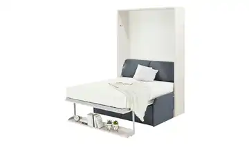 nehl Schrankbett 2weiRaumWunder Blau, Weiß 160 cm Schrankbett mit Anbausofa Kaltschaumkern