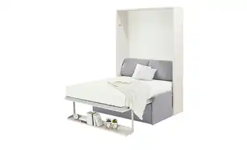 nehl Schrankbett 2weiRaumWunder Hellgrau, Weiß 180 cm Schrankbett mit Anbausofa Komfortschaumkern