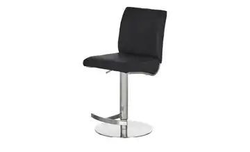 Barhocker Leder Gestell rund Schwarz