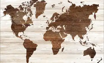 Kunstleinwand  "Worldmap On Wood"