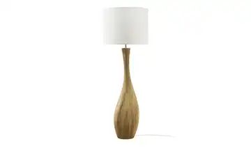Keramik-Tischleuchte, 1-flammig, Fuß in Holz-optik