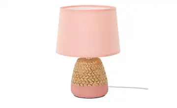 levelone Keramik-Tischleuchte, 1-flammig, Pink mit Seil