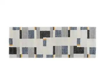 meinTeppich Hochflorteppich 80x200 cm Grau / Blau / Gelb