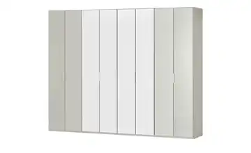 Wohnwert Falttürenschrank  Forum Weiß / Kieselgrau Weiß, Grau 300 cm 216 cm 2 Außenpaneele je Seite abgesetzt