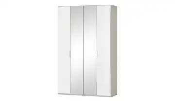 Wohnwert Falttürenschrank  Forum Spiegel / Weiß 200 cm 216 cm 1 Außenpaneel je Seite abgesetzt