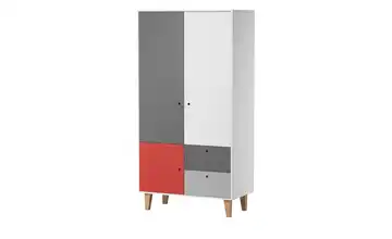 VOX Kleiderschrank Concept Eiche, Grau, Rot, Graphit, Weiß 103,2 cm