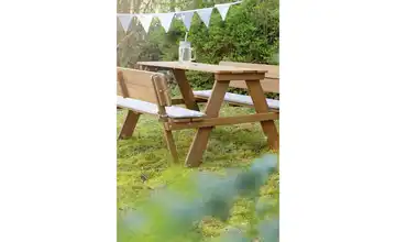 Roba Kindersitzgruppe Picknick für 4 | Teak, mit Lehnen / mit Öffnung für  Sonnenschirm