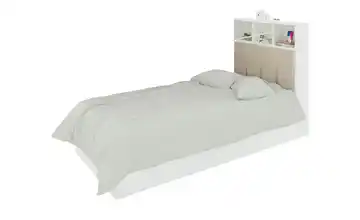 Bett 90 cm Weiß, Beige