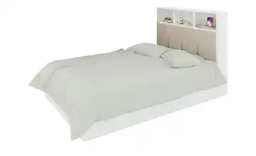 Bett 120 cm Weiß, Beige