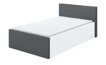 Bett 120 cm Weiß, Anthrazit Weiß / Anthrazit