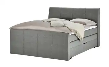 Boxspringbett mit Bettkasten und Topper Grau H2 180 cm